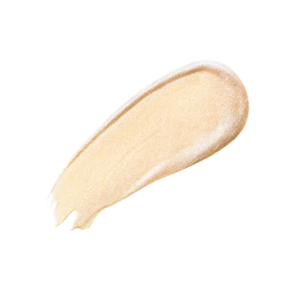 Beige foundation swatch brushed in a curved arc on a transparent background (makeup sample)