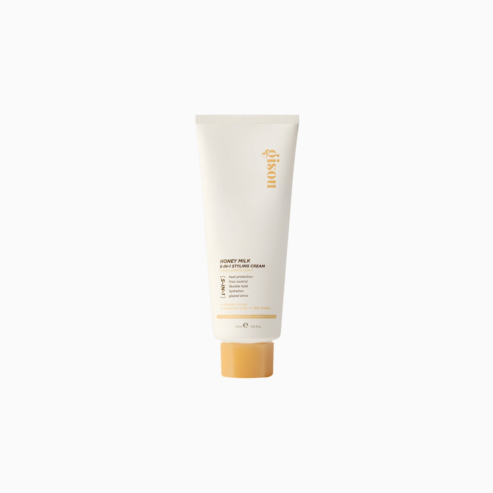 PDP_PG_Stylincream_02 - shopcosmoprof.com Cream cosmetic tube with orange cap, standing upright, beige packaging and gold text logo visible on the side (No. 5-1-? styling cream)