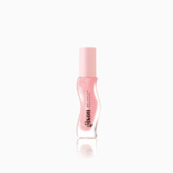Pink nail polish bottle with a light pink cap, curved glass body, brand name 'disoul' visible.