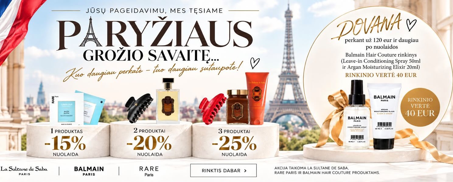PHOTO-2026-09-23-21-13-04 - shopcosmoprof.com Promotional beauty banner showing Paris-inspired cosmetics with 15%, 20%, 25% discounts and Balmain products against the Eiffel Tower backdrop.